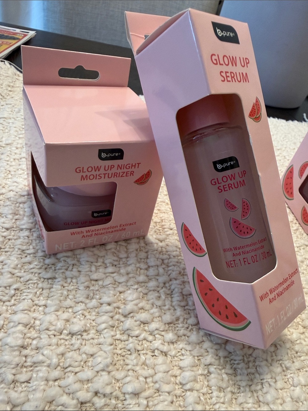 B pure "Glow Up Night Moisturizer" and "Glow Up Serum" set-new in box